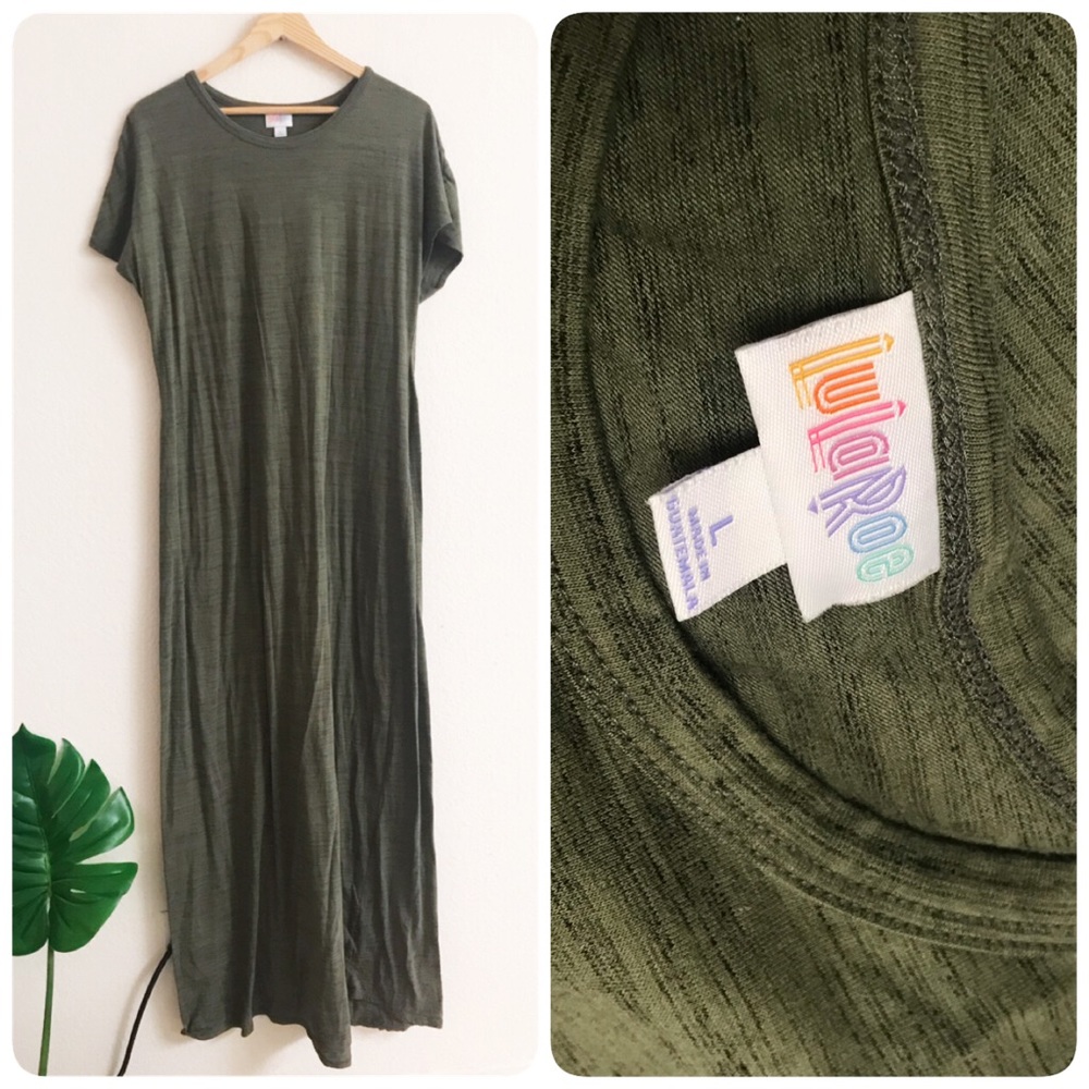LuLaRoe olive green maxi dress large